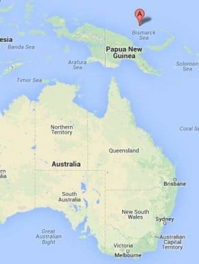 A map showing Manus Island's location.