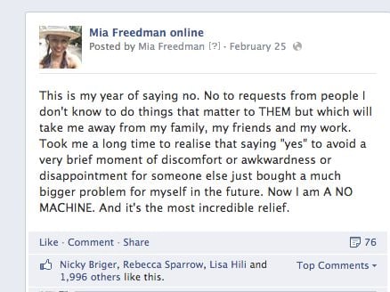 facebook mia freedman MIA: This year, Im saying no.