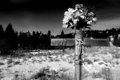 roadside cross bw
