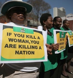 Protesters outside the court yesterday. (Photo: Getty)