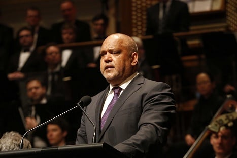Noel Pearson delivers a speech at the state memorial service for former Australian Prime Minister Gough Whitlam.  (Photo: Peter Rae - Pool/Getty Images)