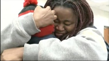 After four years mother and son reunited.