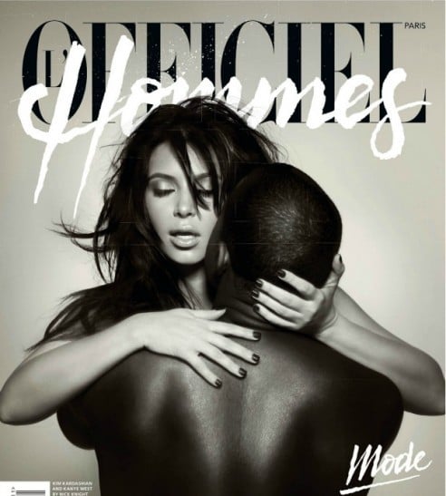 Kim and Kanye on the cover of Hommes Magazine