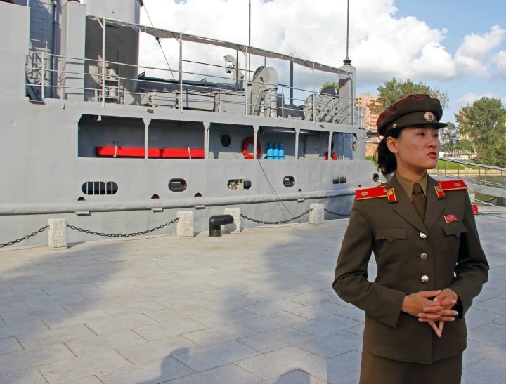 A military guard in Pyongyang, North Korea. 