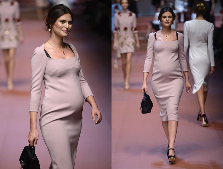 Dolce and Gabbana uses pregnant woman in fashion show.