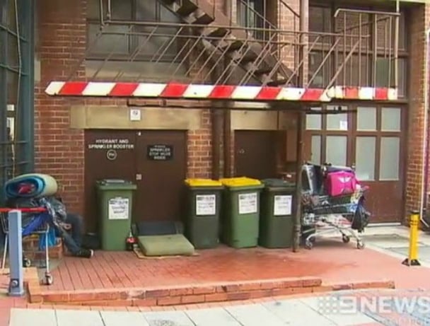 channel nine homeless sprinklers in perth