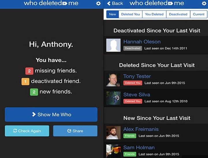 who deleted me on facebook