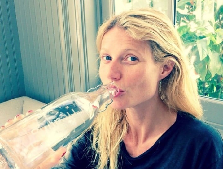 gwyneth Paltrow drinking water