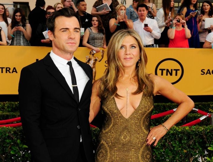 LOS ANGELES, CA - JANUARY 25: Justin Theroux and Jennifer Aniston attend the 21st Annual Screen Actors Guild Awards at the Shrine Auditorium on January 25, 2015 in Los Angeles, California.  (Photo by Amy Graves/WireImage) *** Local Caption *** Justin Theroux;Jennifer Aniston
