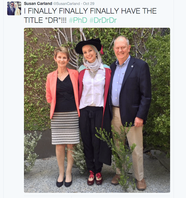 Susan Carland receiving her PhD