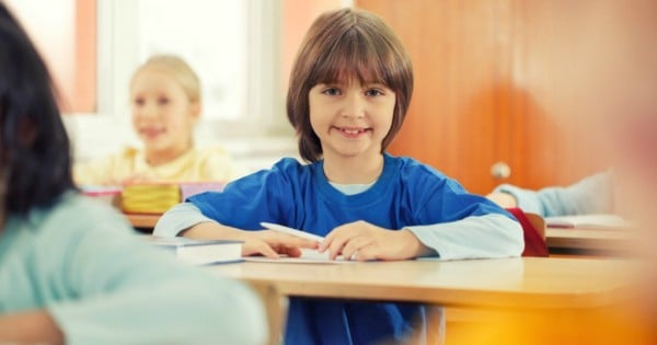 young boy at school
