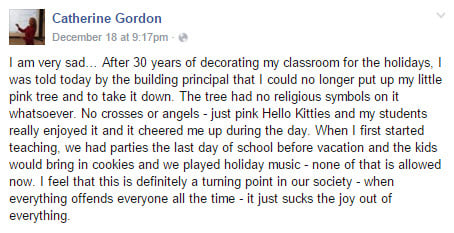 teacher remove christmas tree