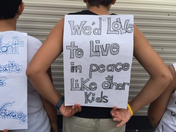 Refugee children protest on Nauru.