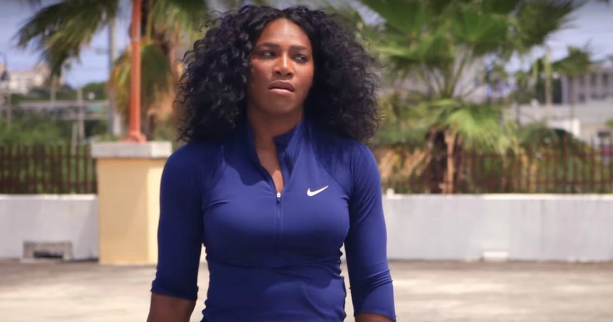 Serena Williams hits at a heckler in Glamour magazine video.