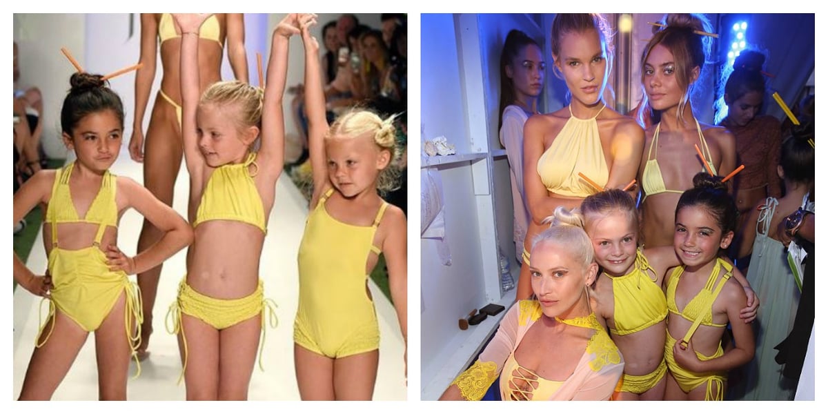 Little girls model bikinis on runway for Hot as Hell swimwear