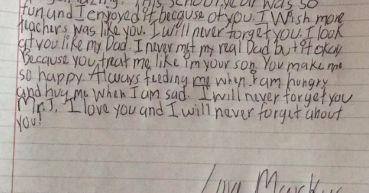 A Student's Letter To Teacher Has The Internet Tearing Up.