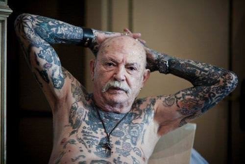 Badass Old Man With Tattoos 