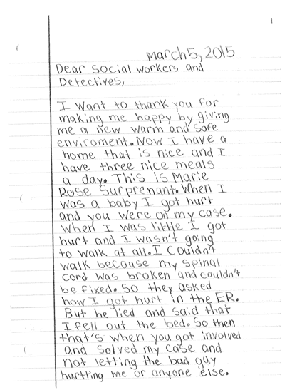 An 8-year-old's open letter to social workers who saved her.