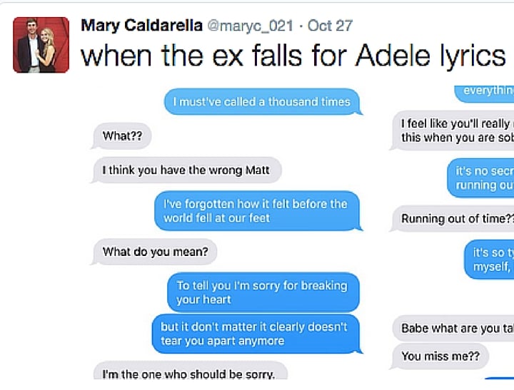 A woman used Adele lyrics to brilliantly troll her ex.