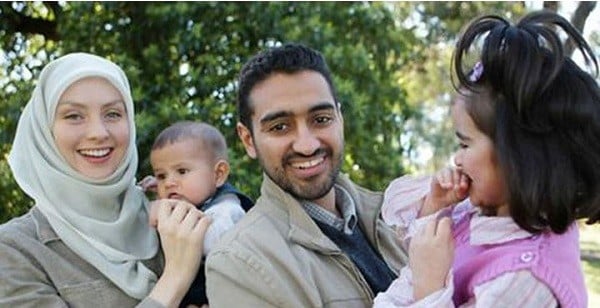 Image: Waleed Aly and Susan Carland with their kids