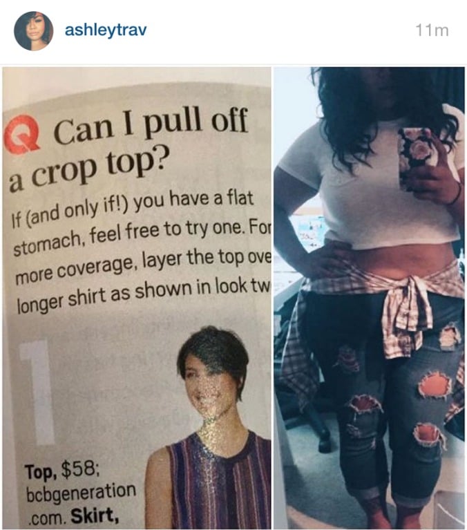 Plus-size gals call out Oprah's magazine for fat-shaming with #RockTheCrop  selfies