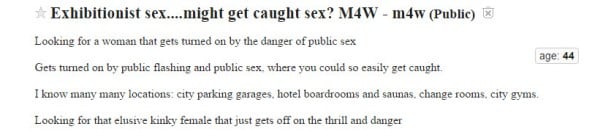 Craigslist public sex