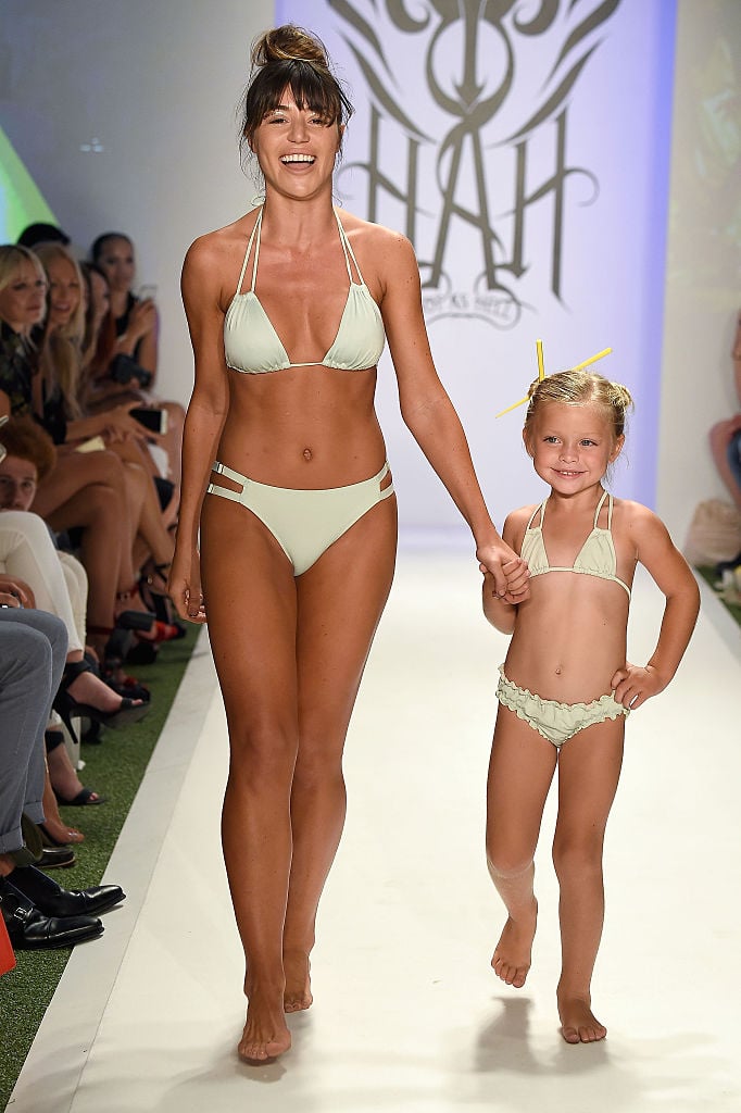 Little cute girl in swimwear Stock Photo