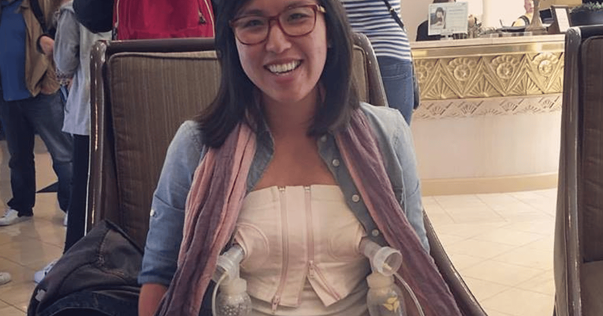 mom pumped in hotel lobby