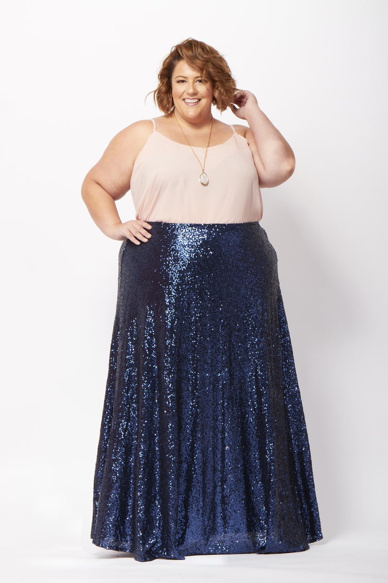 Plus size clearance sequin maxi skirt