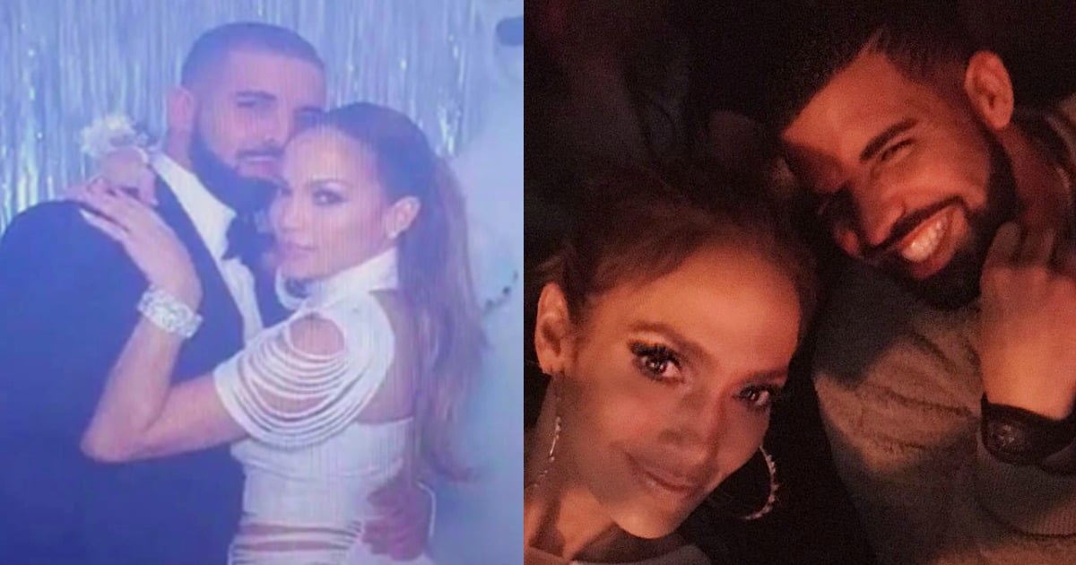 Drake and Jennifer Lopez kissing in a Las Vegas nightclub.