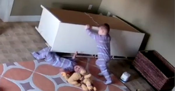 Toddler Rescues Twin Brother Trapped, Dresser Falls On Toddler Twins