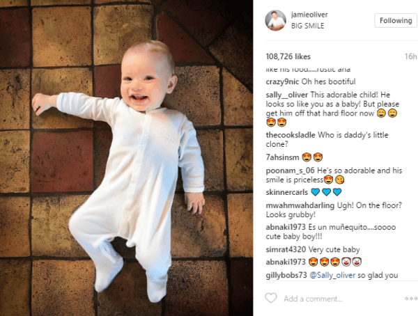 jamie oliver mum baby on floor