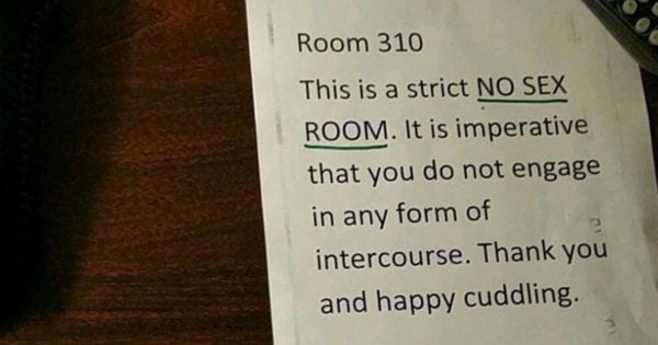 Hotel No Sex Room Sign Has The Internet Very Very Confused