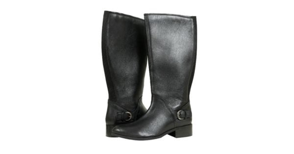 Womens Yours Curve Extra Wide Fit Double Strap Knee Boots - Black