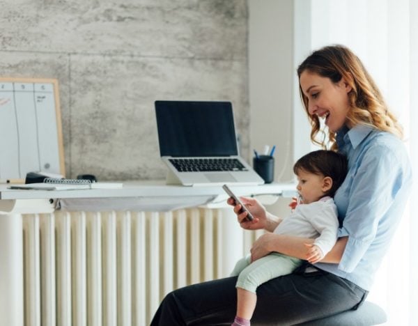 woman-at-work-with-child