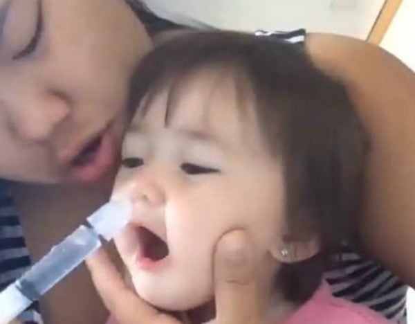 Mum's trick to clear baby's stuffy nose.