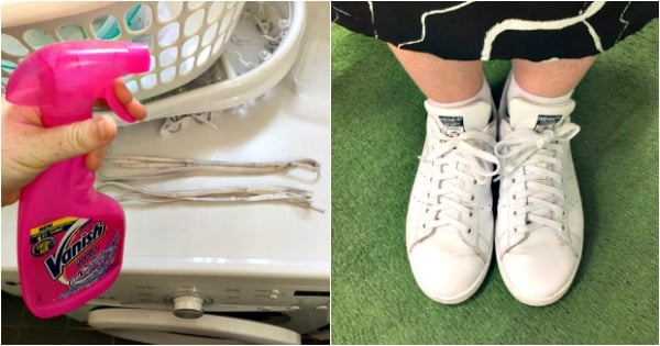 The quick and easy hack for cleaning white shoelaces at home.
