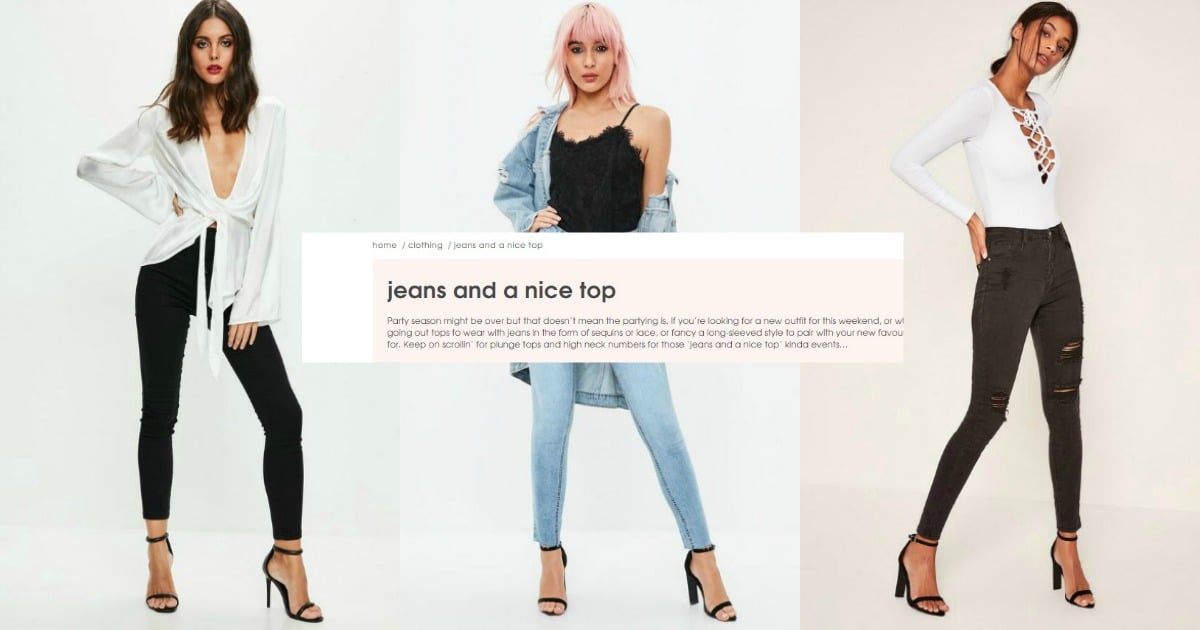 Jeans and a nice top is now a shopping category and it's brilliant.