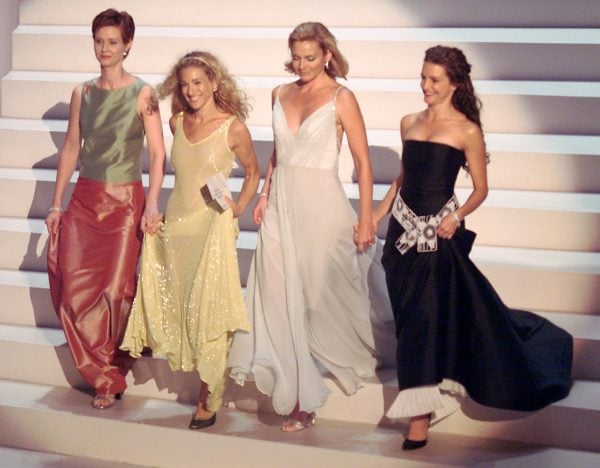 Cynthia Nixon, Sarah Jessica Parker, Kim Cattrall, and Kristin Davis of 'Sex in the City' at the 1999 Emmy Awards held in Los Angeles, CA 9/13/99 Photo by Frank Micelotta/Getty Images