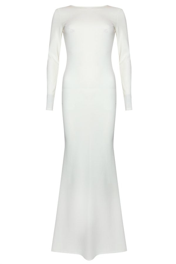 Bridal-white-long-sleeve-open-back-fishtail-dress-90.00