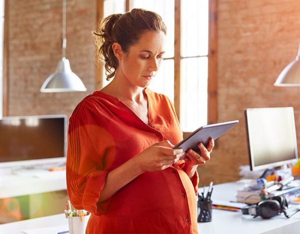 pregnant woman working