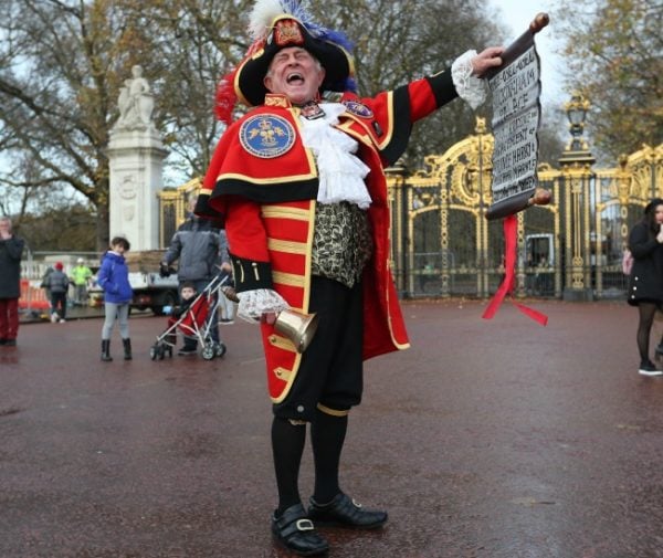 Tony Appleton in his full get-up outside Buckingham Palace. Image: Getty.