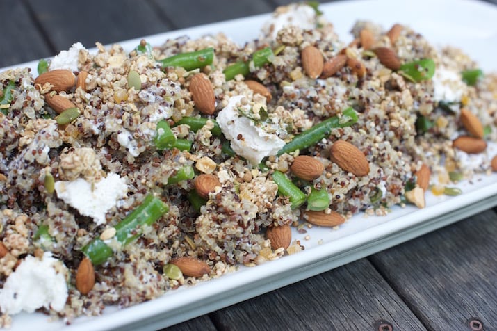 Quinoa Salad with Roasted Almonds, Persian Fetta and a crunchy topping