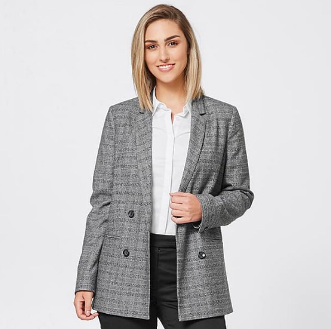 Grey check blazer on sale women