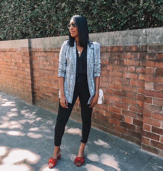 Grey check 2024 blazer outfit