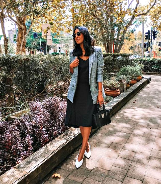 Checked blazer outlet dress