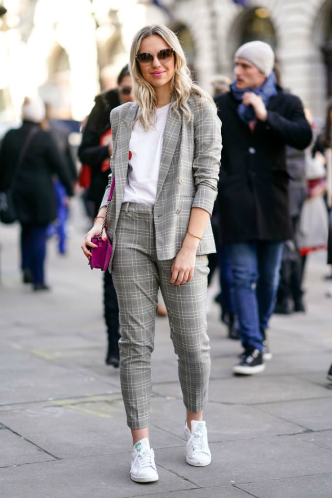 Checked blazer womens store outfit