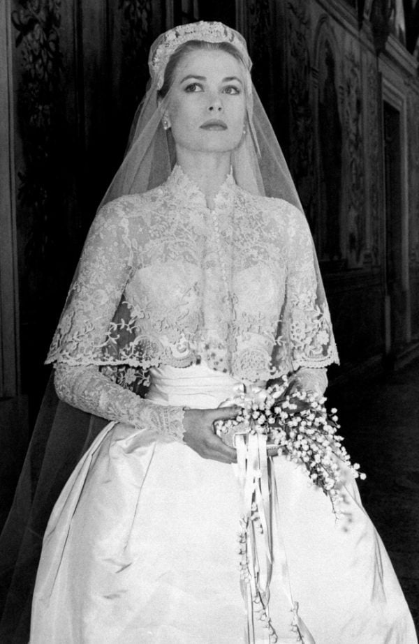 Grace Kelly stunned the world in this exotic wedding dress. She wore the gown for her wedding to Monaco's Prince Rainier III in 1956. Image: Getty.