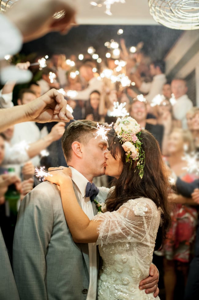 groom kissing bride