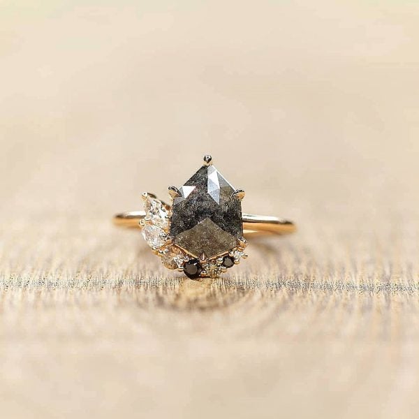 Black diamond engagement ring